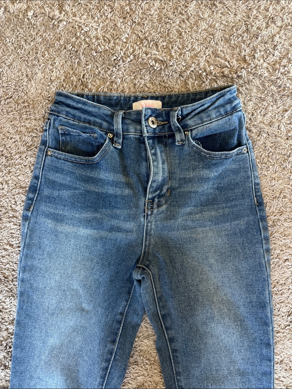 Girls' Distressed Blue Flare Jeans – Classic Denim / E25 - Picture 2 of 4